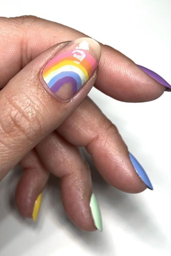 Pastel Rainbows Nails