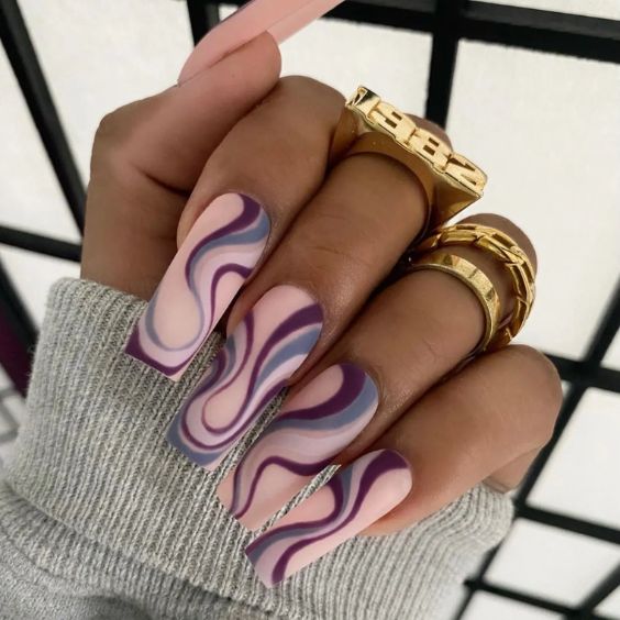 Purple Swirl Nails