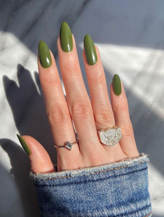 Rich Sage Green Nails