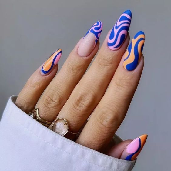 Soft Matte Swirl Nails