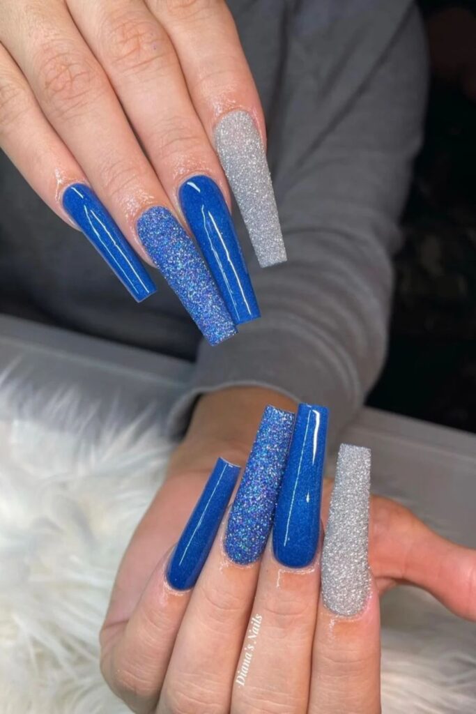 Sparkling Blue Acrylic Nails