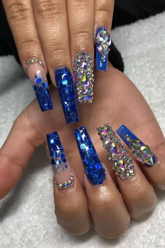 Sparkling Blue Nail Extensions