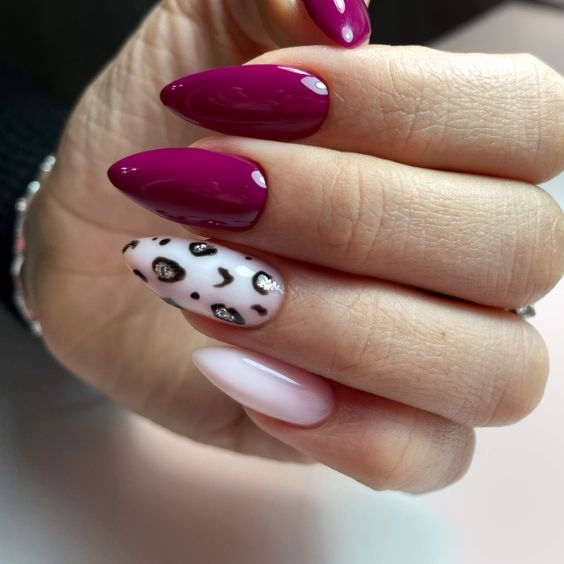 Sparkling Cow Print Nails