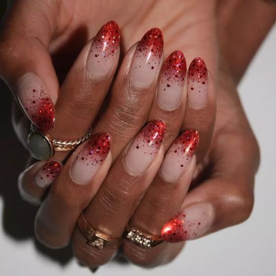 Sparkling Red Nail Tips