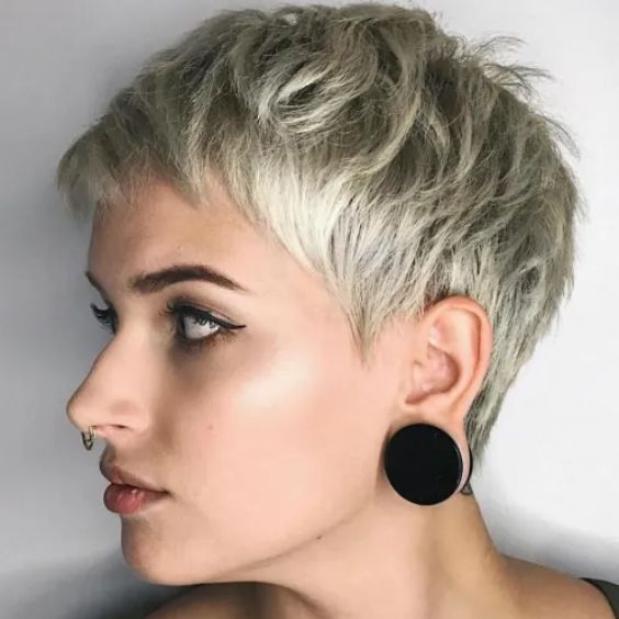 Textured Blonde Pixie Cut With Separated Pieces