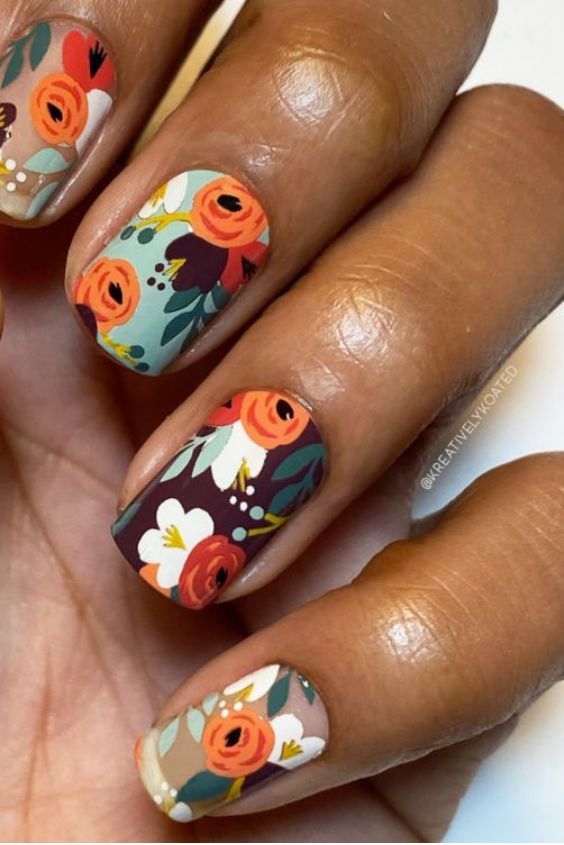 Vibrant Flower Nail Stickers