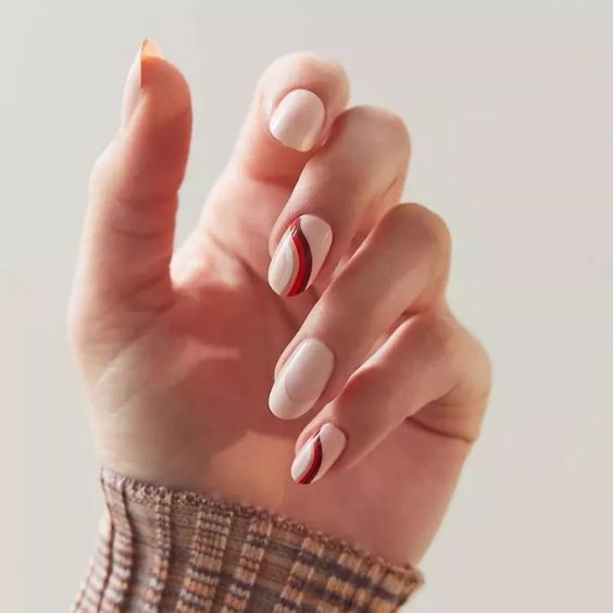 Wavy Red Nail Design