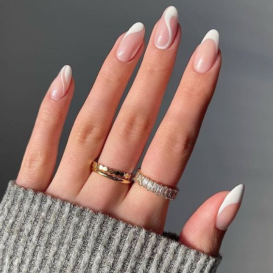 White Swirl Nails