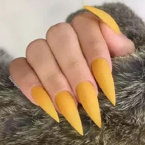 Yellow Haze Stiletto Nails