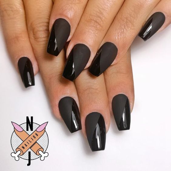 Angular Matte Black Nails