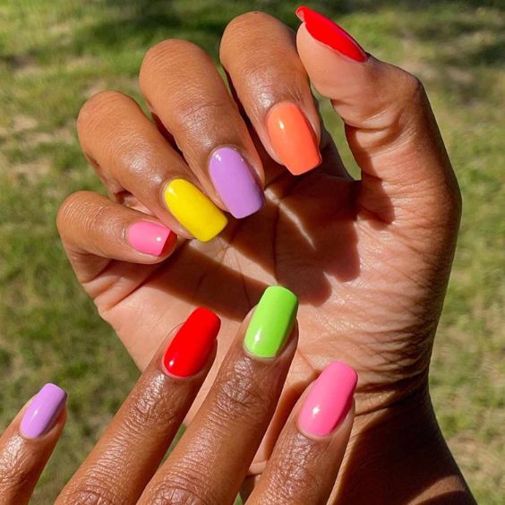 Classic Rainbow Nails