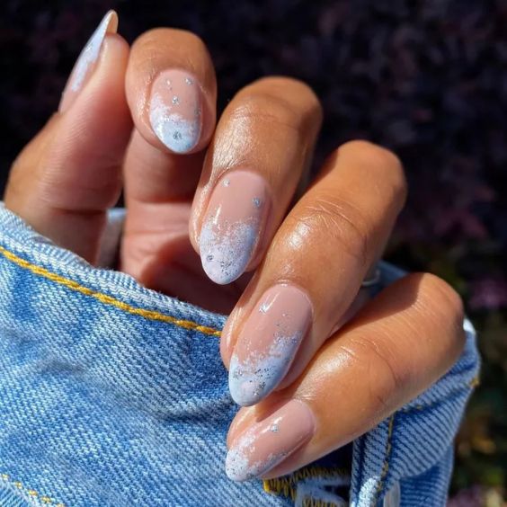 Crystal Blue Ombré Nails