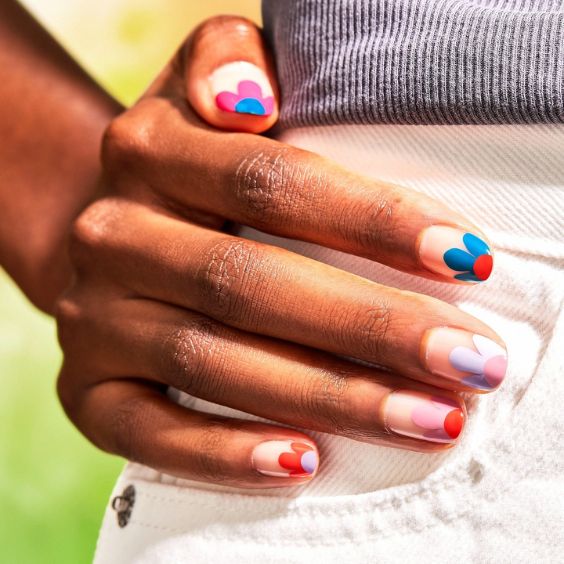 Floral Squoval Nail Art