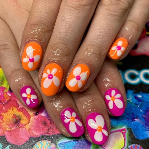 Floral Squoval Nails