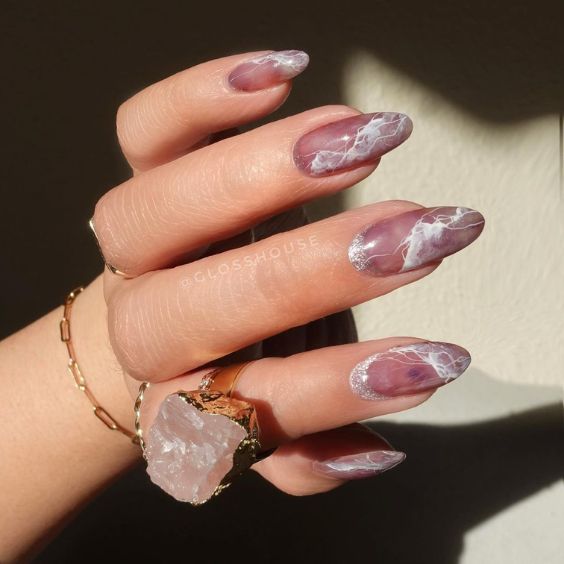 Marble Mauve Nails