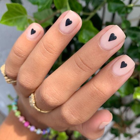 Matte Black Heart Queen Nails