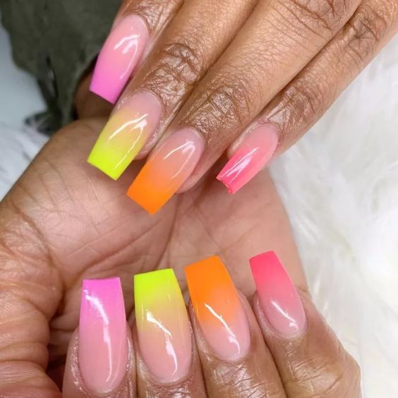 Ombré Rainbow Nails