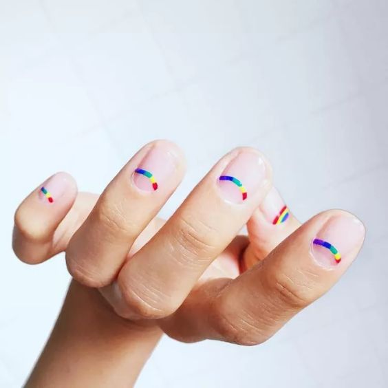 Rainbow Negative Space Half-Moons