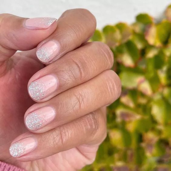 Silver Luster Ombré Nails