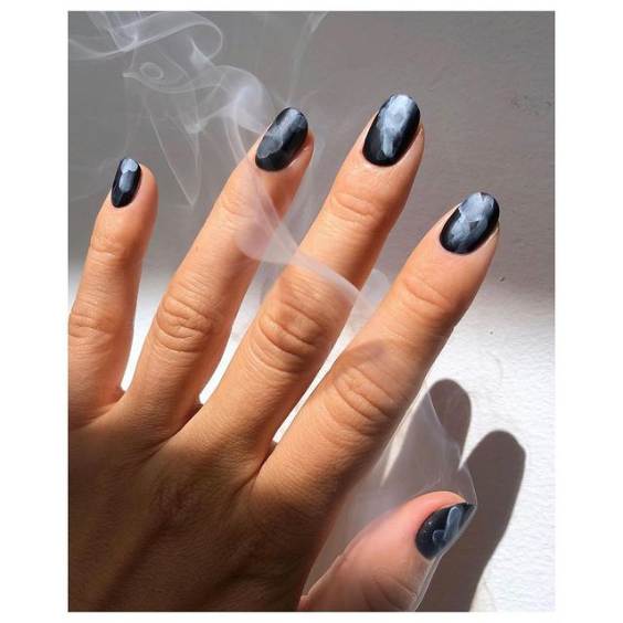 Smoky Matte Black Nails