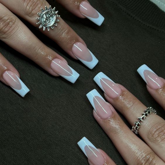 Square White Tip Nails