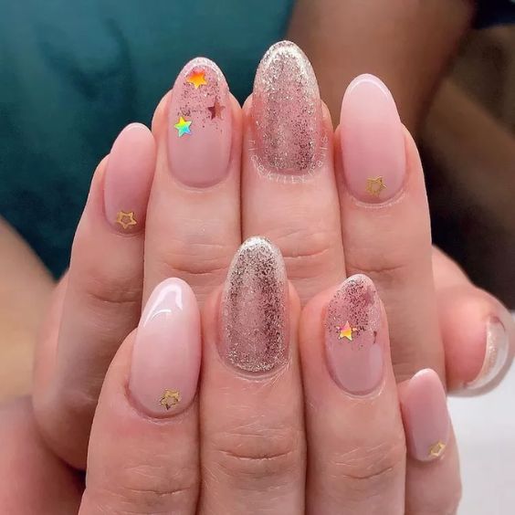 Starry Glitter Ombré Nails