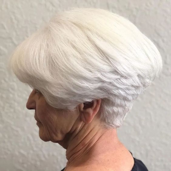 Thick Hair Gray Wedge Cut