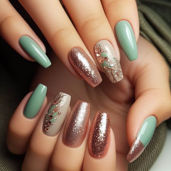 Glitter Accent Nails