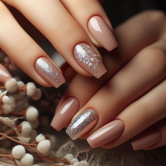 Nude Nails with Subtle Sparkle