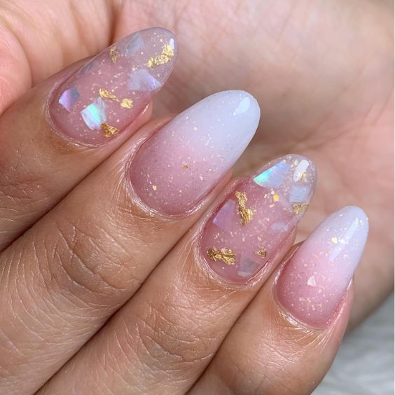 Pink Gold Almond Shaped Nails