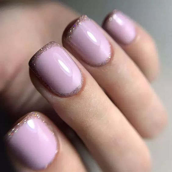 Pink Nails with Gold Rhinestones