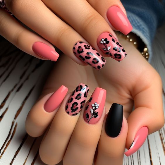 Pink and Black Leopard Print