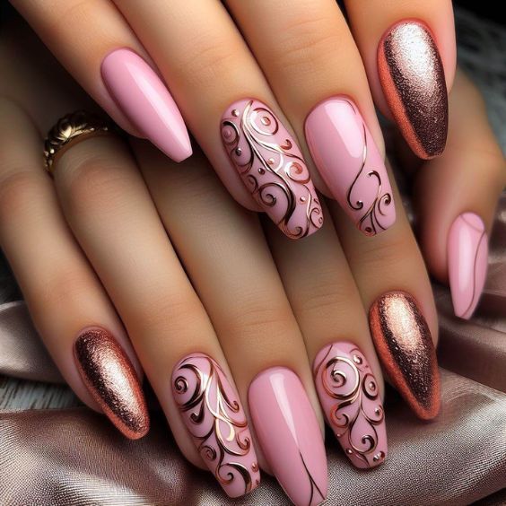 Pink and Rose Gold Swirls