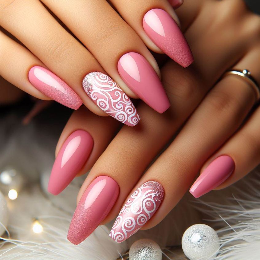 Pink and White Swirls