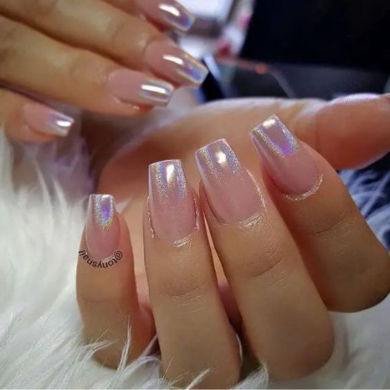 Sheer Chrome Nails