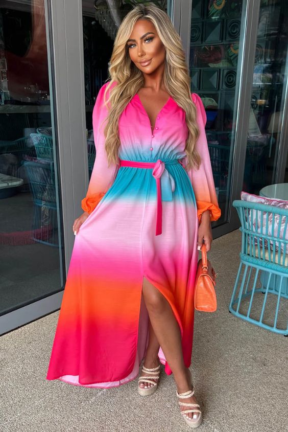 Sunset Ombre Wrap Dress