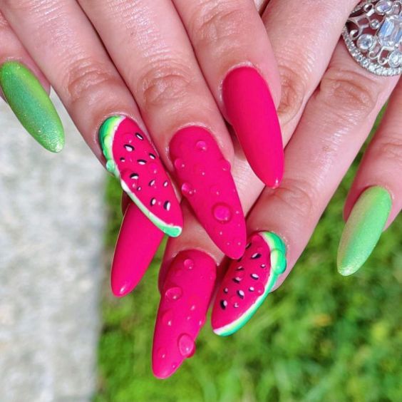 3D Watermelon Nails