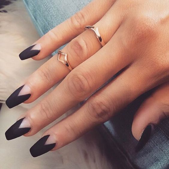 Black Triangle Cutout Nails