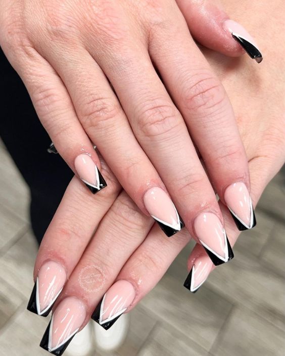 Black Triangle French Tip Nails