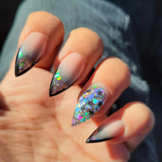 Black Triangle Ombre Nails