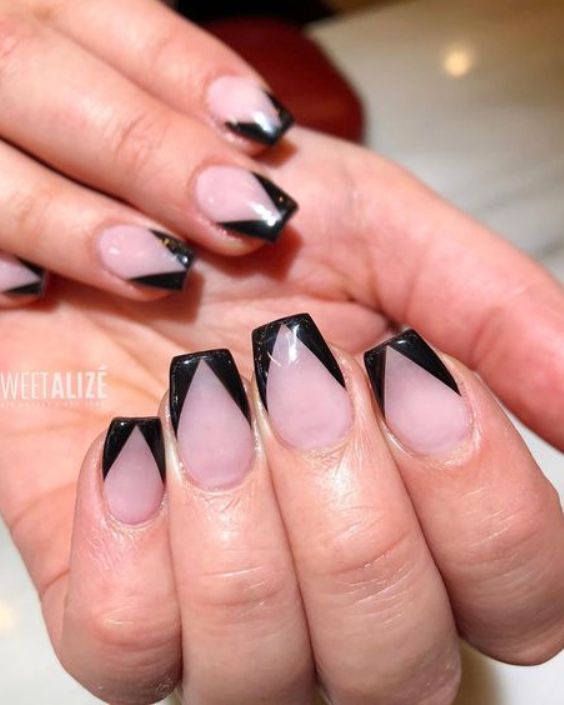 Black Triangle Tip Nails