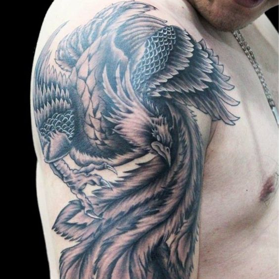 Black and Grey Phoenix Tattoo