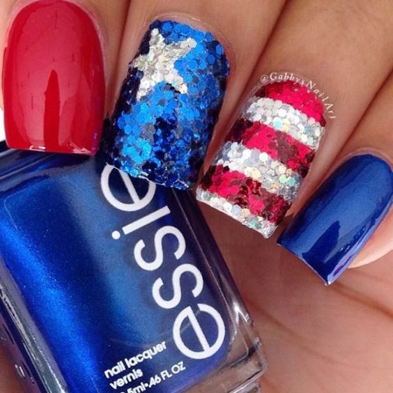 Blue Patriotic Nail Art