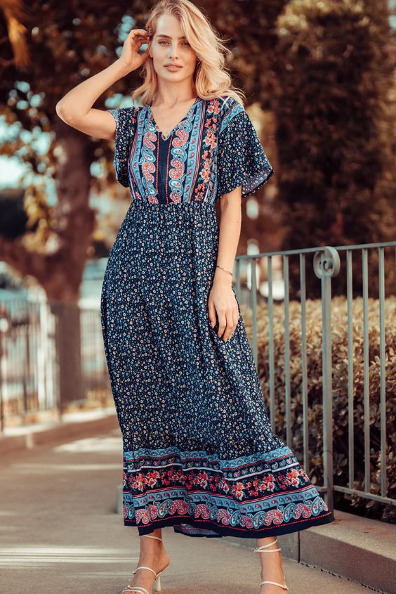 Bohemian Printed Maxi Dress