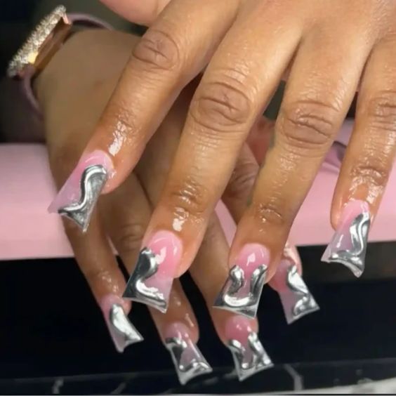 Chrome Duck Nails Design