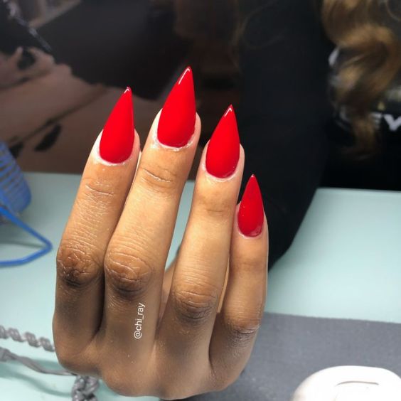 Classic Red Pointy Nails (1)