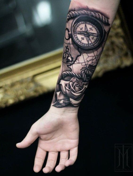 Compass Forearm Tattoo