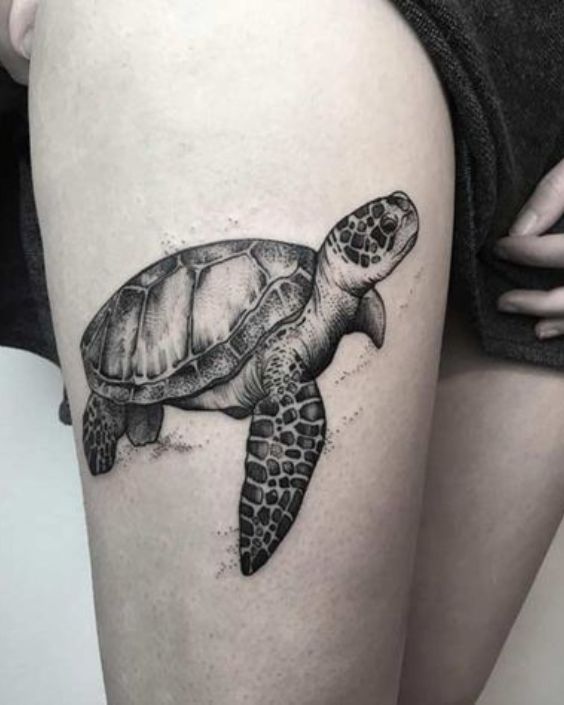 Dotwork Sea Turtle Tattoo