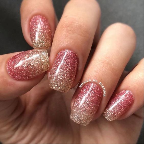 Gold and Pink Glitter Ombre