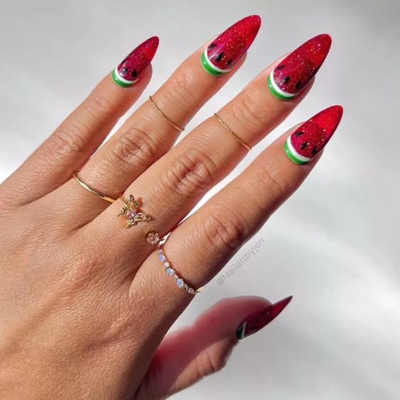 Holo Watermelon Nails